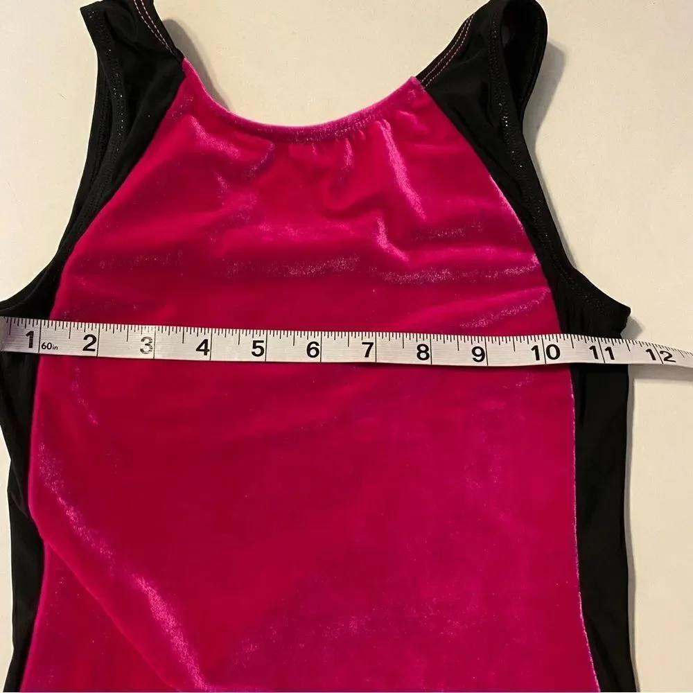 GK Elite Sportswear Hot pink velvet velour gymnastics leotard child adult SA